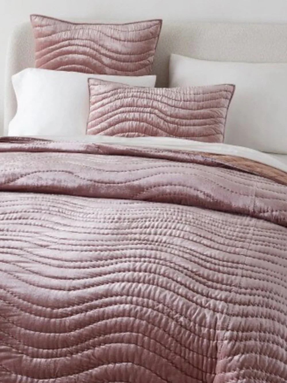 West Elm Lush Velvet Wave Quilt and 2 Euro Shams